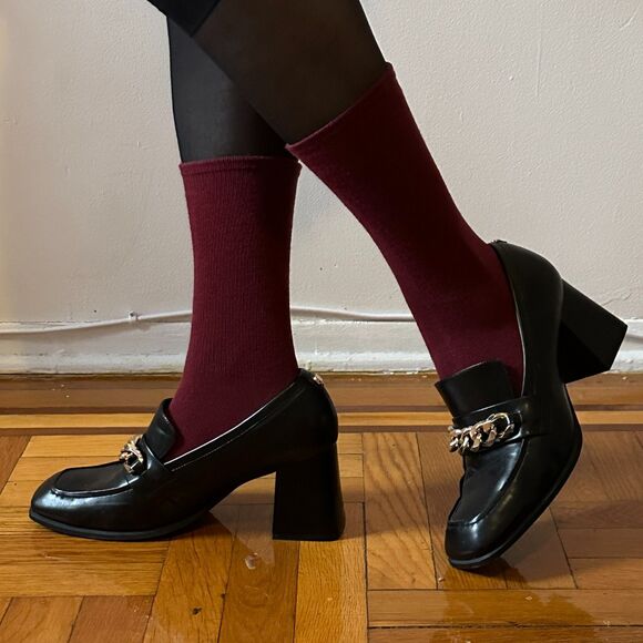 Nine West Block Heel Loafer Zinga Gold Chain 12US - Picture 1 of 6